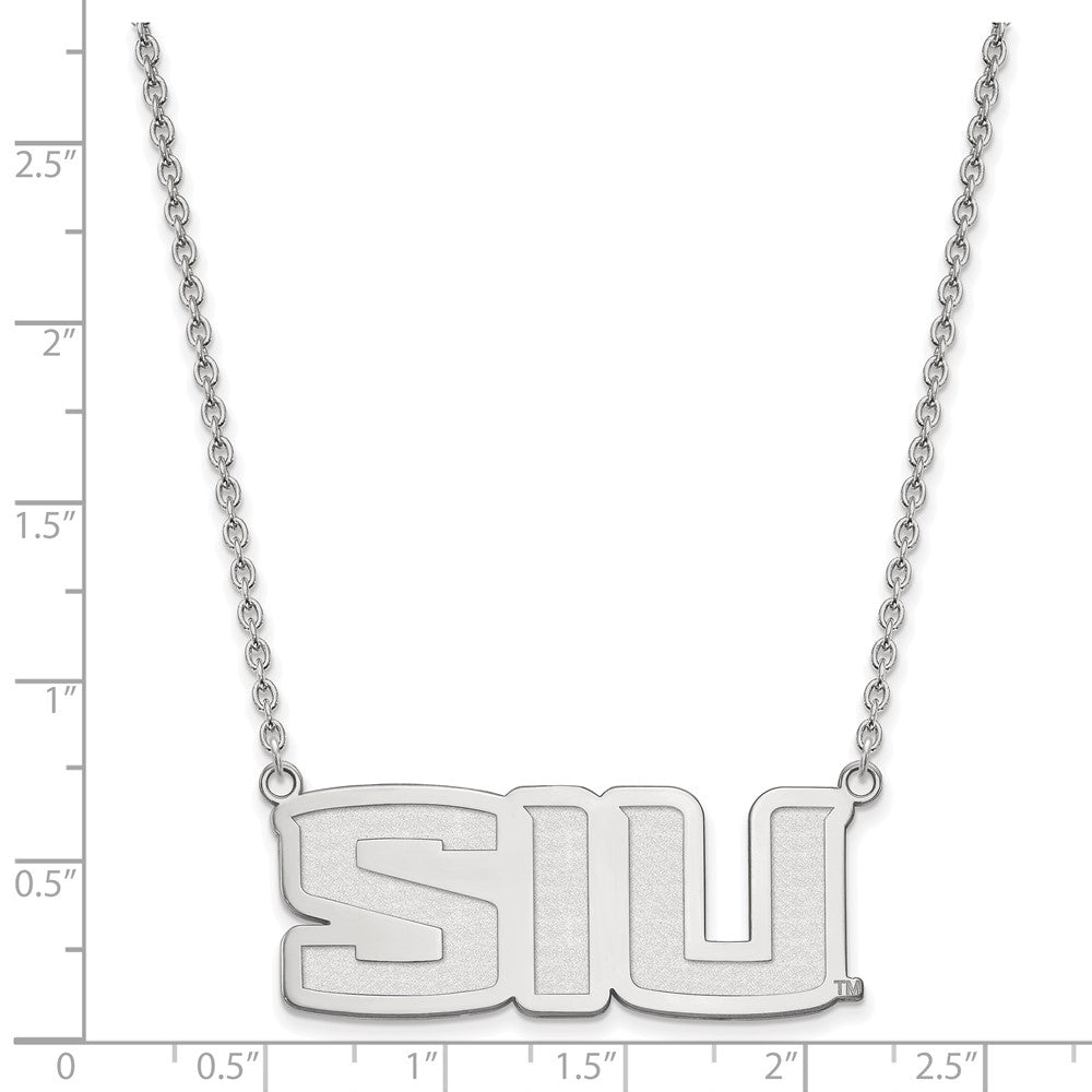 Sterling Silver Rhodium Plated Logoart Southern Illinois University S I U Large Pendant 18 Inch Necklace