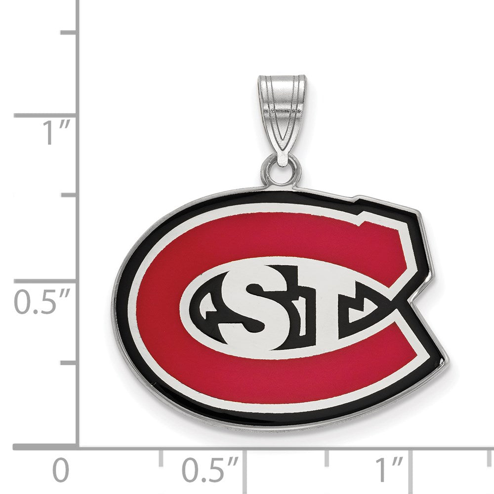 Sterling Silver Rhodium Plated Logoart St. Cloud State University Large Enameled Pendant