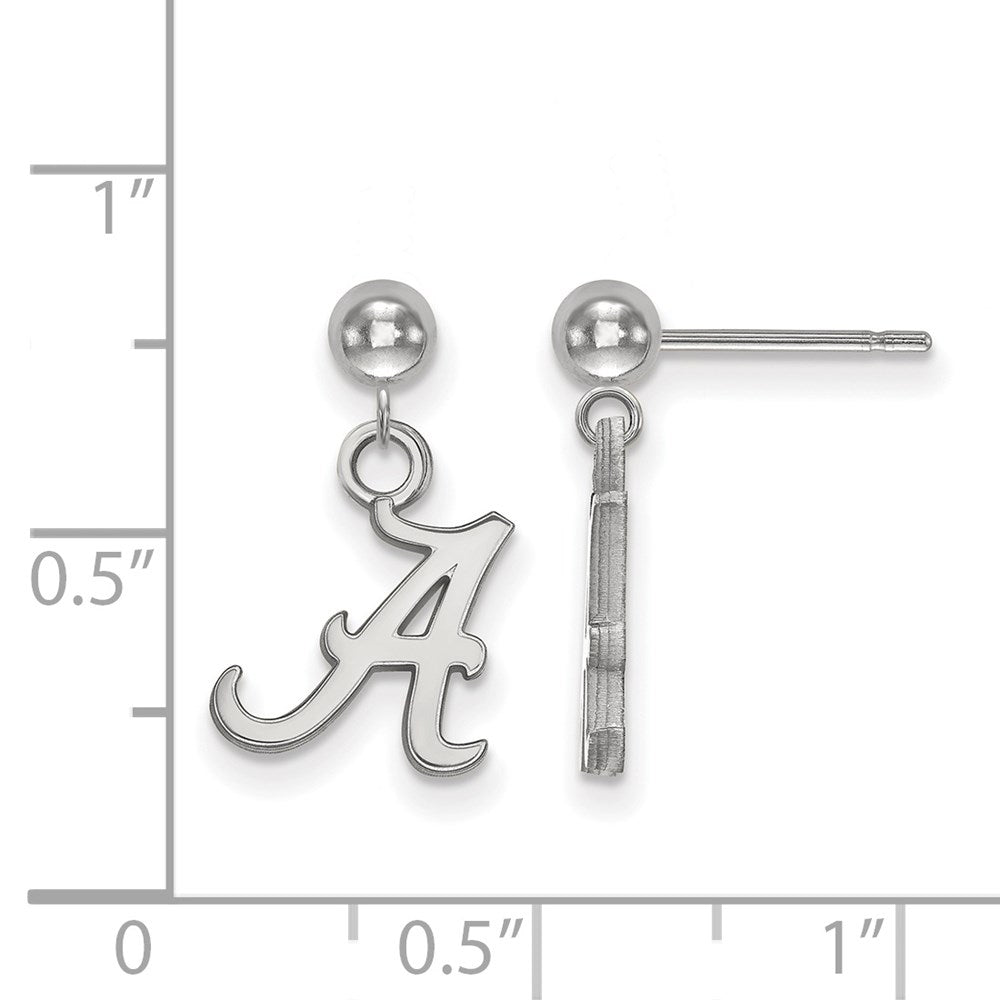 14K White Gold Logoart University Of Alabama Letter A Dangle Ball Post Earrings