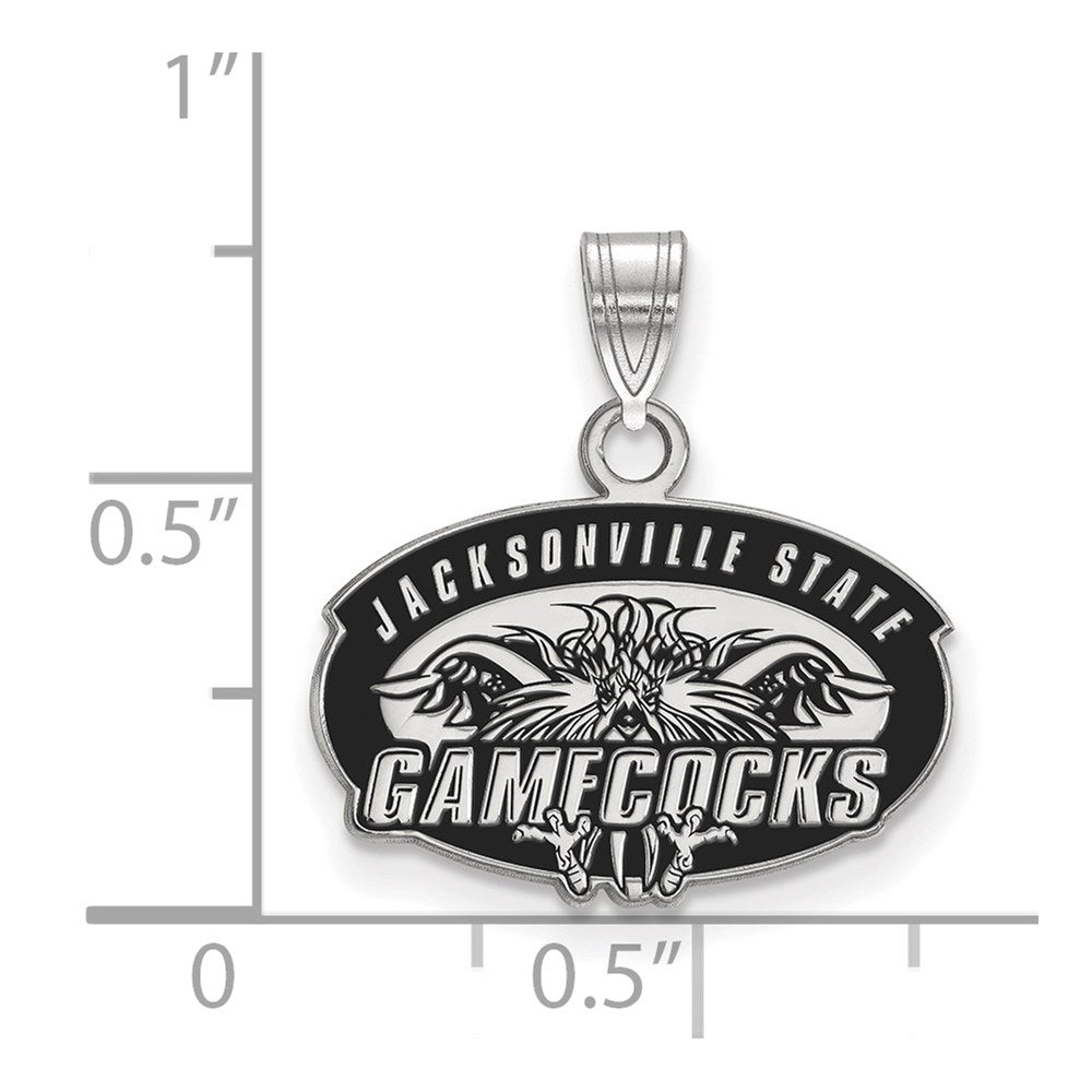 Sterling Silver Rhodium Plated Logoart Jacksonville State University Small Enameled Pendant