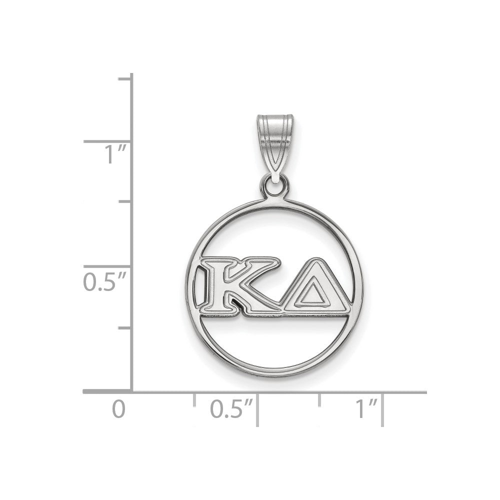 Sterling Silver Rhodium Plated Logoart Kappa Delta Sorority Greek Letters Medium Circle Pendant