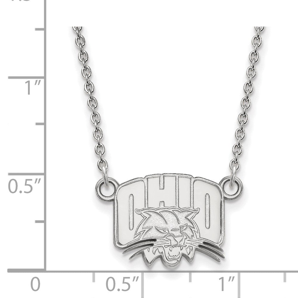 Sterling Silver Rhodium Plated Logoart Ohio University Small Pendant 18 Inch Necklace