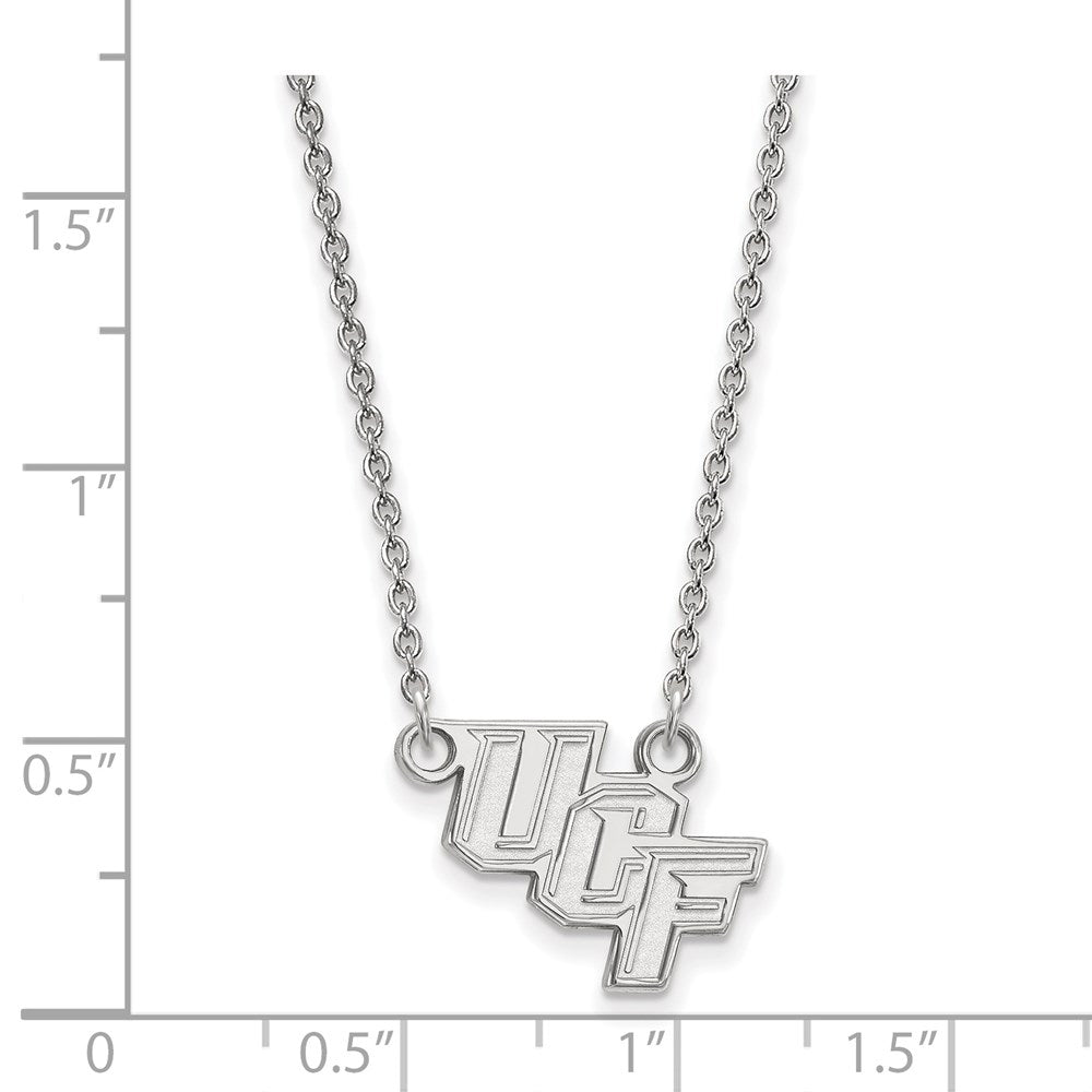 Sterling Silver Rhodium Plated Logoart University Of Central Florida U C F Small Pendant 18 Inch Necklace