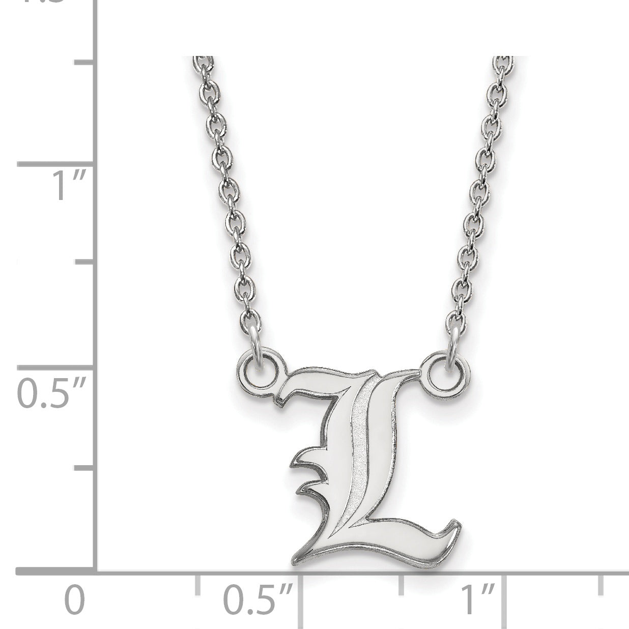 Sterling Silver Rhodium Plated Logoart University Of Louisville Letter L Small Pendant 18 Inch Necklace