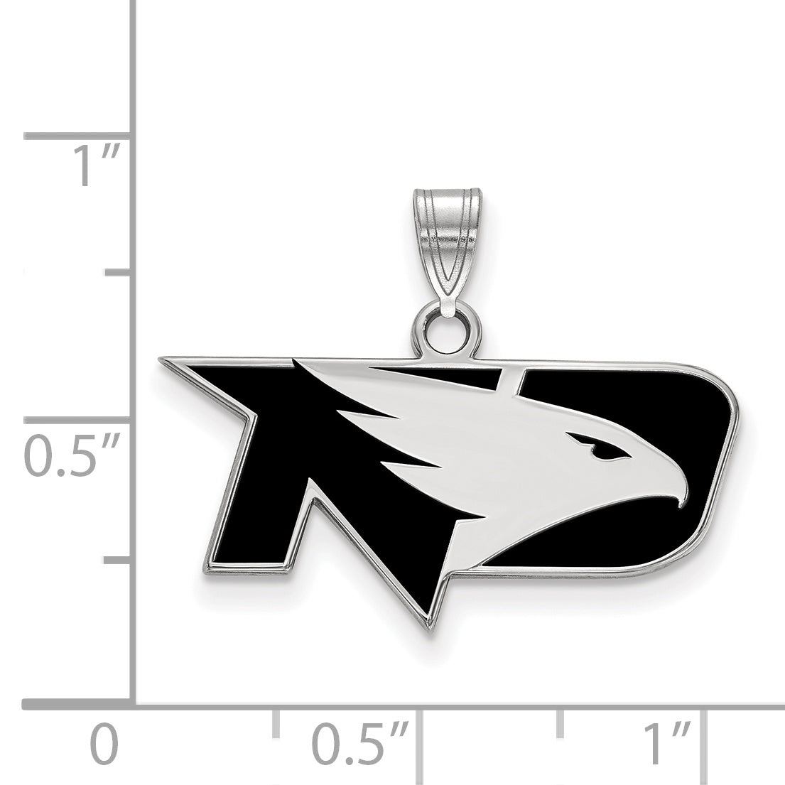 Sterling Silver Rhodium Plated Logoart University Of North Dakota Small Enameled Pendant