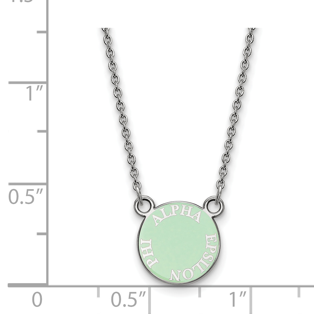 Sterling Silver Rhodium Plated Logoart Alpha Epsilon Phi Extra Sorority Text Small Color Enamel Pendant 18 Inch Necklace