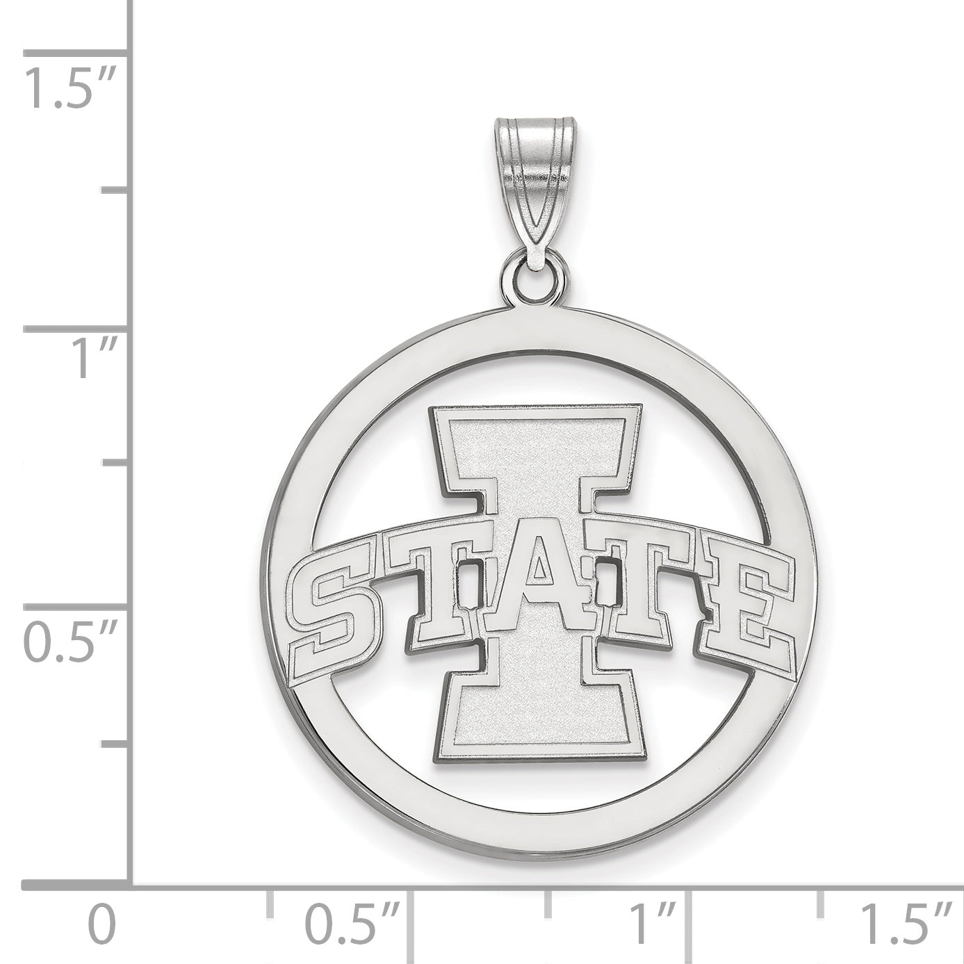 Sterling Silver Rhodium Plated Logoart Iowa State University Extra Large Circle Pendant