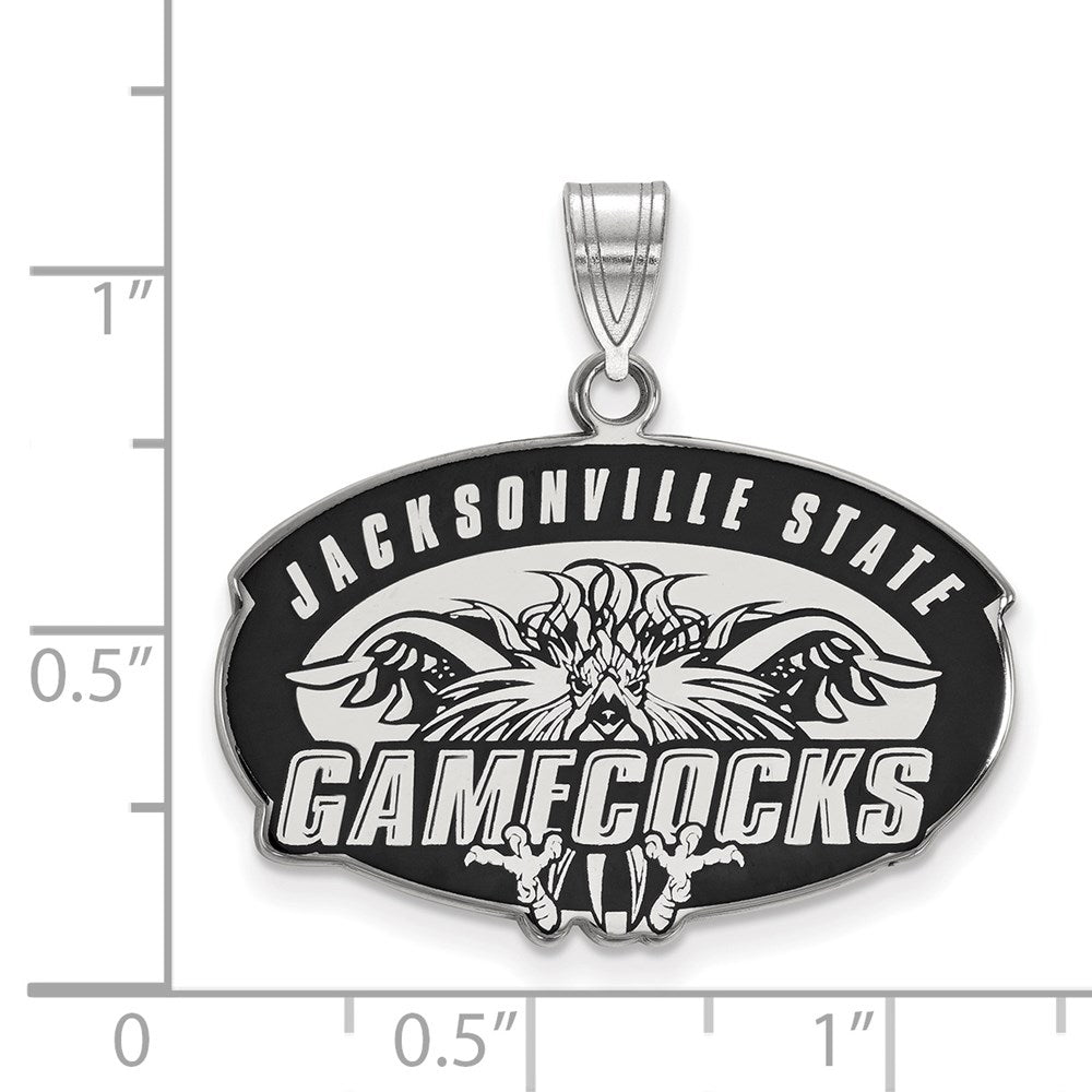Sterling Silver Rhodium Plated Logoart Jacksonville State University Large Enameled Pendant
