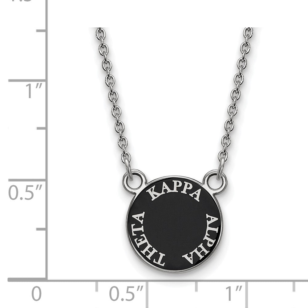 Sterling Silver Rhodium Plated Logoart Kappa Alpha Theta Sorority Text Small Color Enamel Pendant 18 Inch Necklace