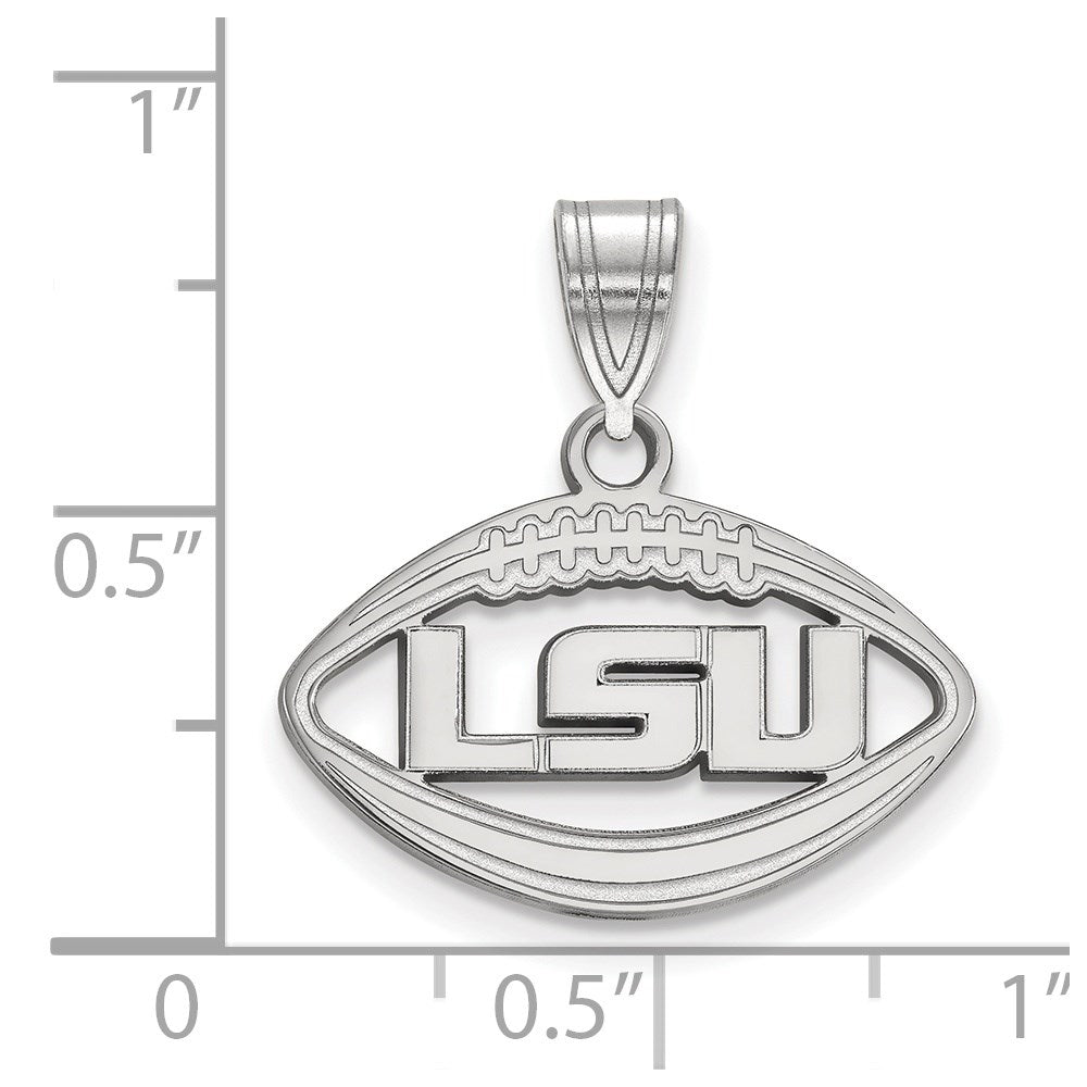 Sterling Silver Rhodium Plated Logoart Louisiana State University L S U Football Pendant