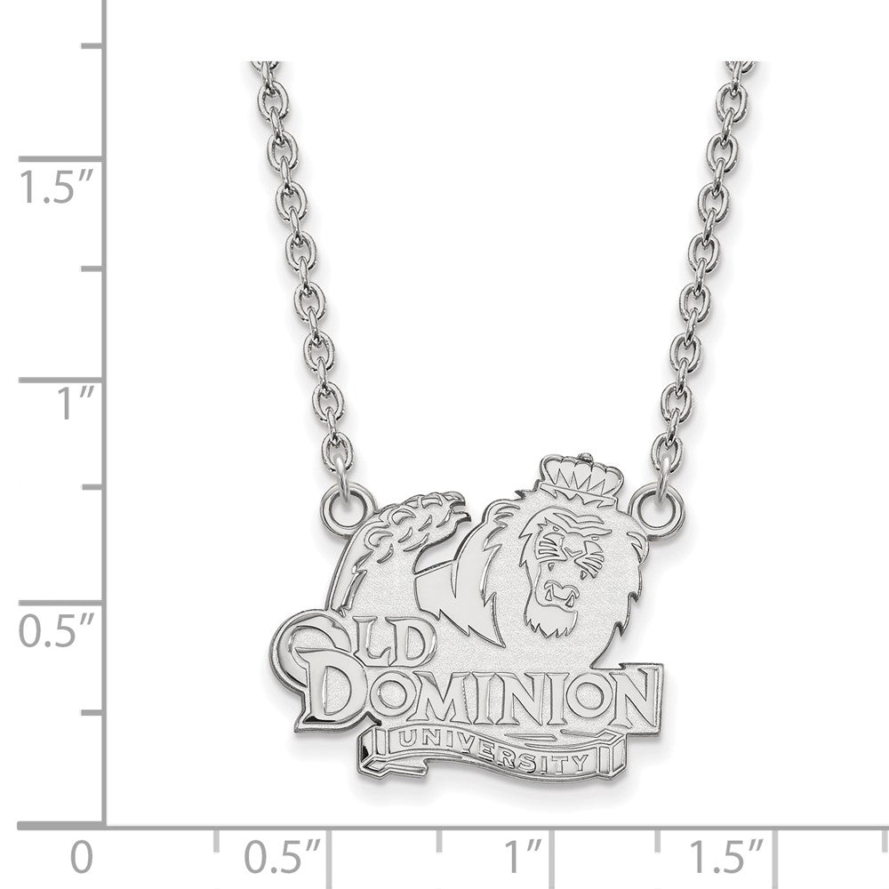 10K White Gold Logoart Old Dominion University Large Pendant 18 Inch Necklace