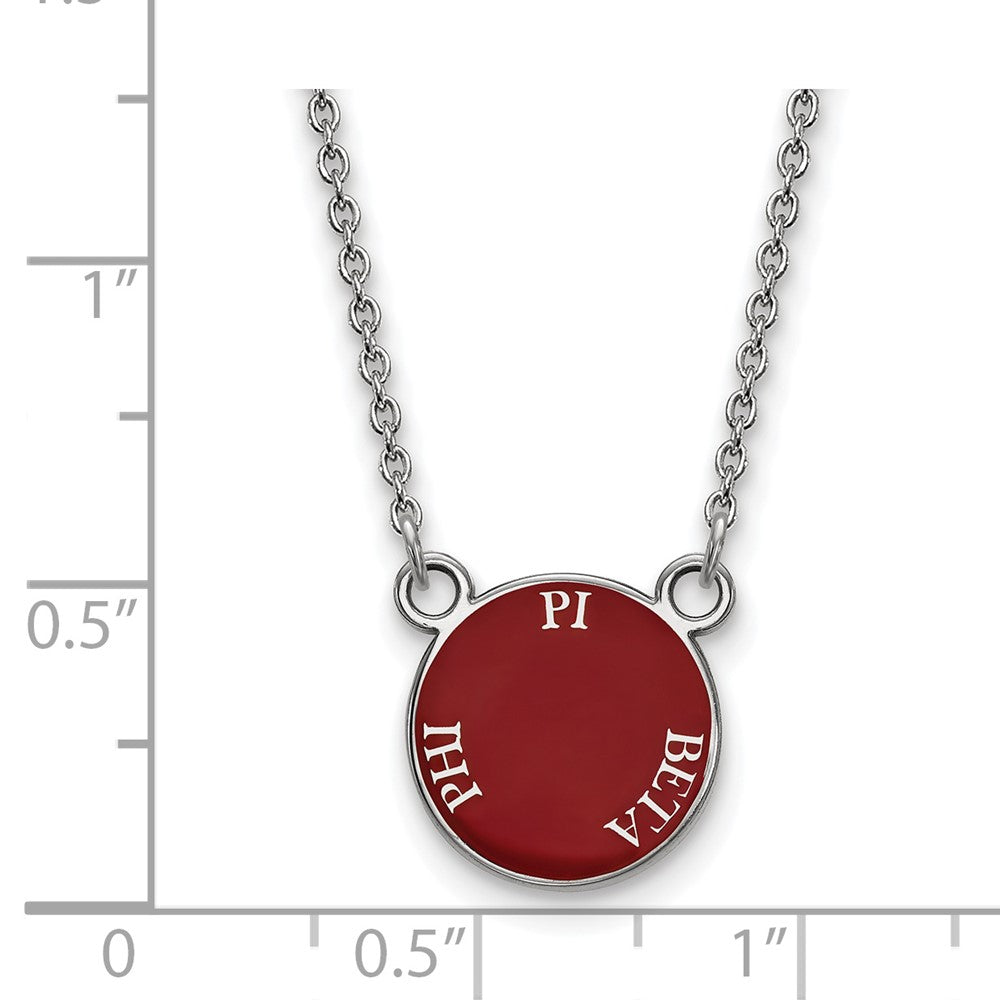 Sterling Silver Rhodium Plated Logoart Pi Beta Phi Sorority Text Small Color Enamel Pendant 18 Inch Necklace