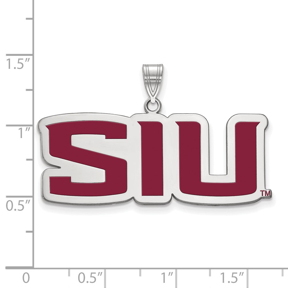 Sterling Silver Rhodium Plated Logoart Southern Illinois University S I U Large Enameled Pendant