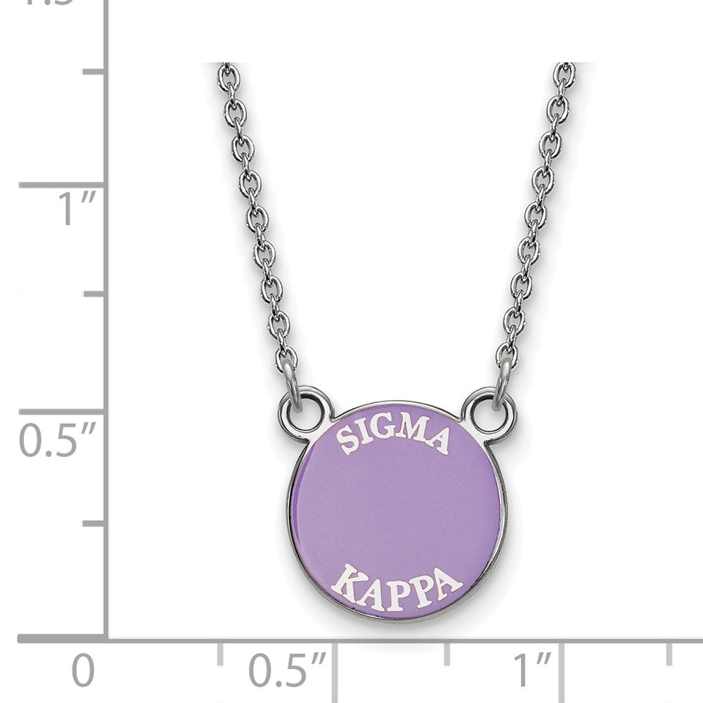 Sterling Silver Rhodium Plated Logoart Sigma Kappa Sorority Text Small Color Enamel Pendant 18 Inch Necklace