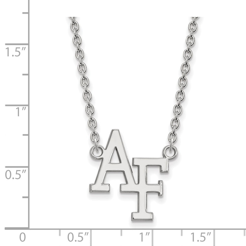 14K White Gold Logoart United States Air Force Academy A F Large Pendant 18 Inch Necklace