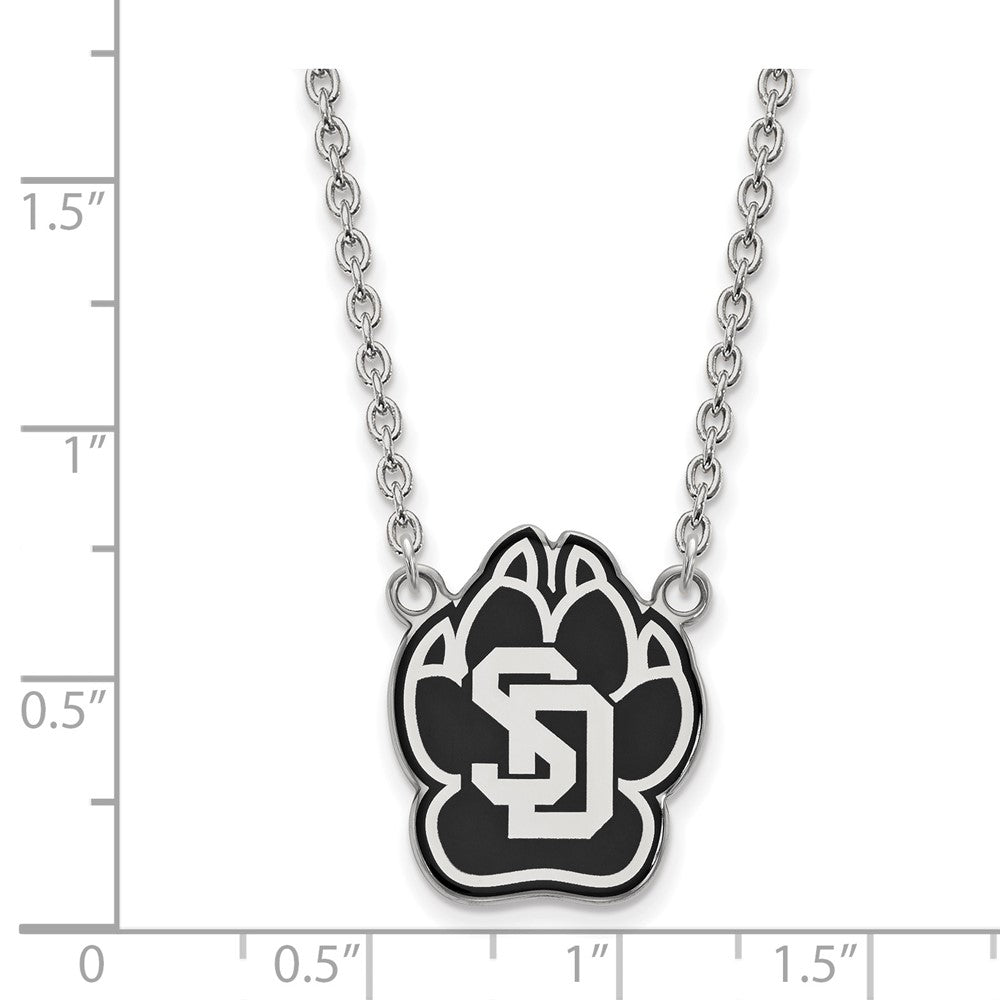 Sterling Silver Rhodium Plated Logoart University Of South Dakota Large Enameled Pendant 18 Inch Necklace
