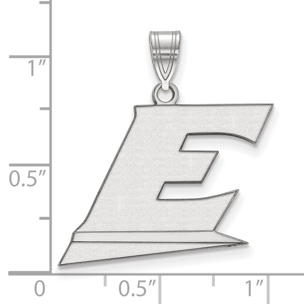 14K White Gold Logoart Eastern Kentucky University Letter E Large Pendant