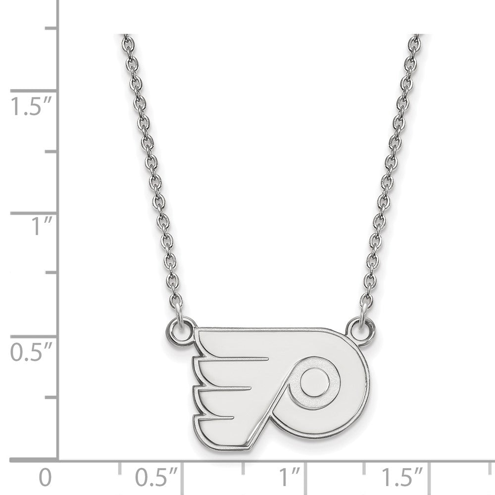 14K White Gold Nhl Logoart Philadelphia Flyers Small Pendant 18 Inch Necklace