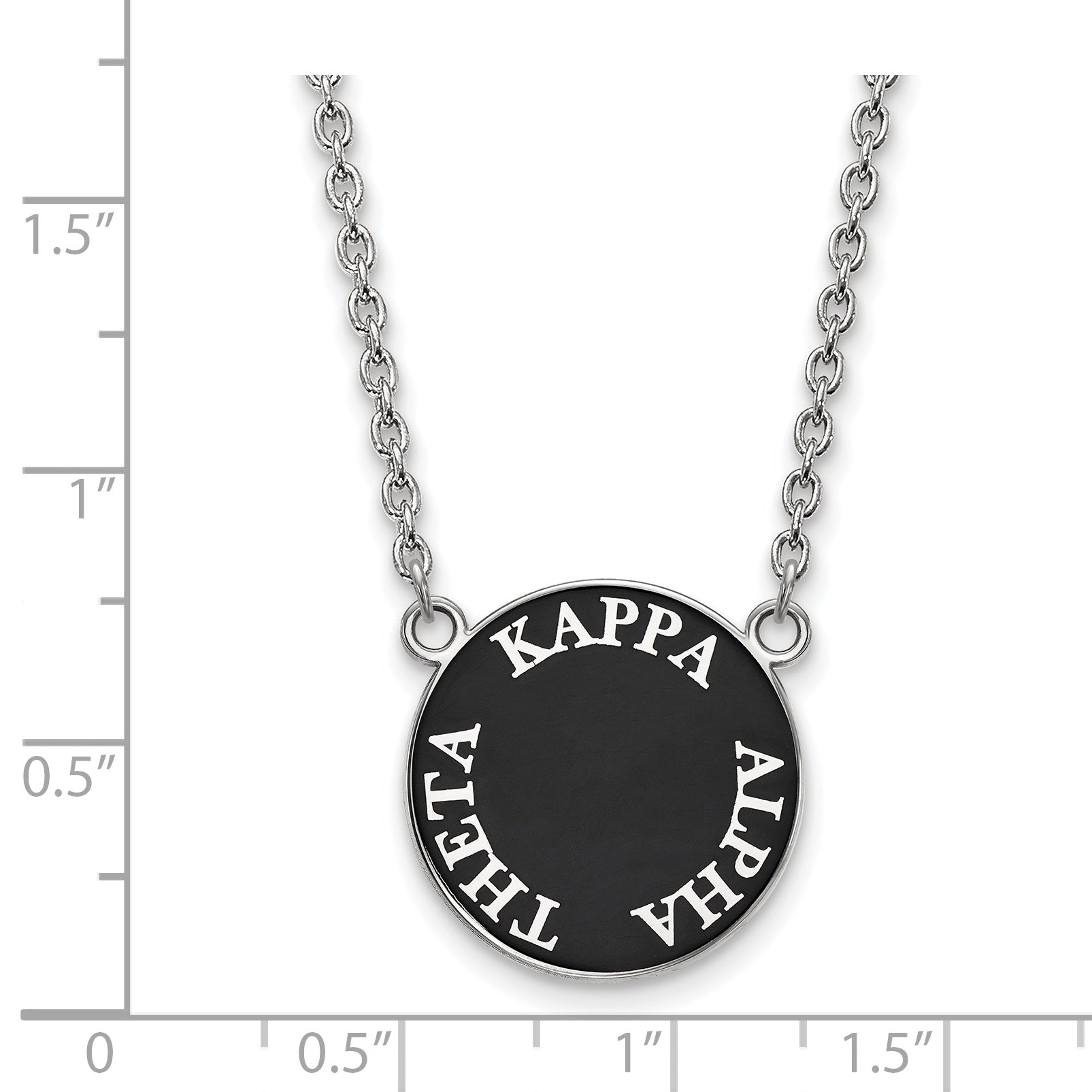 Sterling Silver Rhodium Plated Logoart Kappa Alpha Theta Sorority Text Large Color Enamel Pendant 18 Inch Necklace