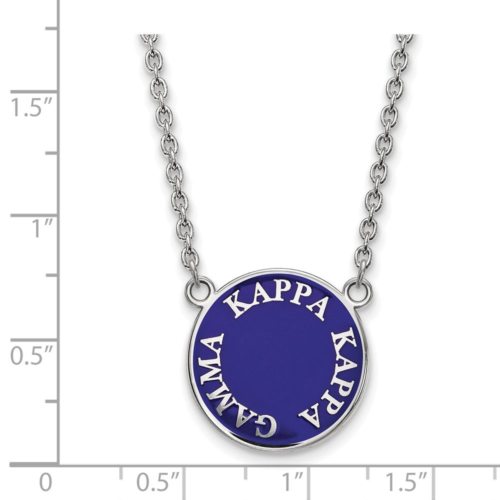 Sterling Silver Rhodium Plated Logoart Kappa Gamma Sorority Text Large Color Enamel Pendant 18 Inch Necklace