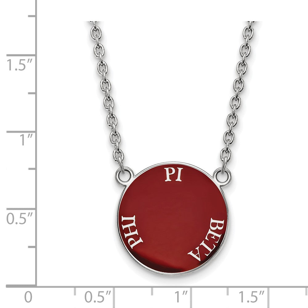 Sterling Silver Rhodium Plated Logoart Pi Beta Phi Sorority Text Large Color Enamel Pendant 18 Inch Necklace