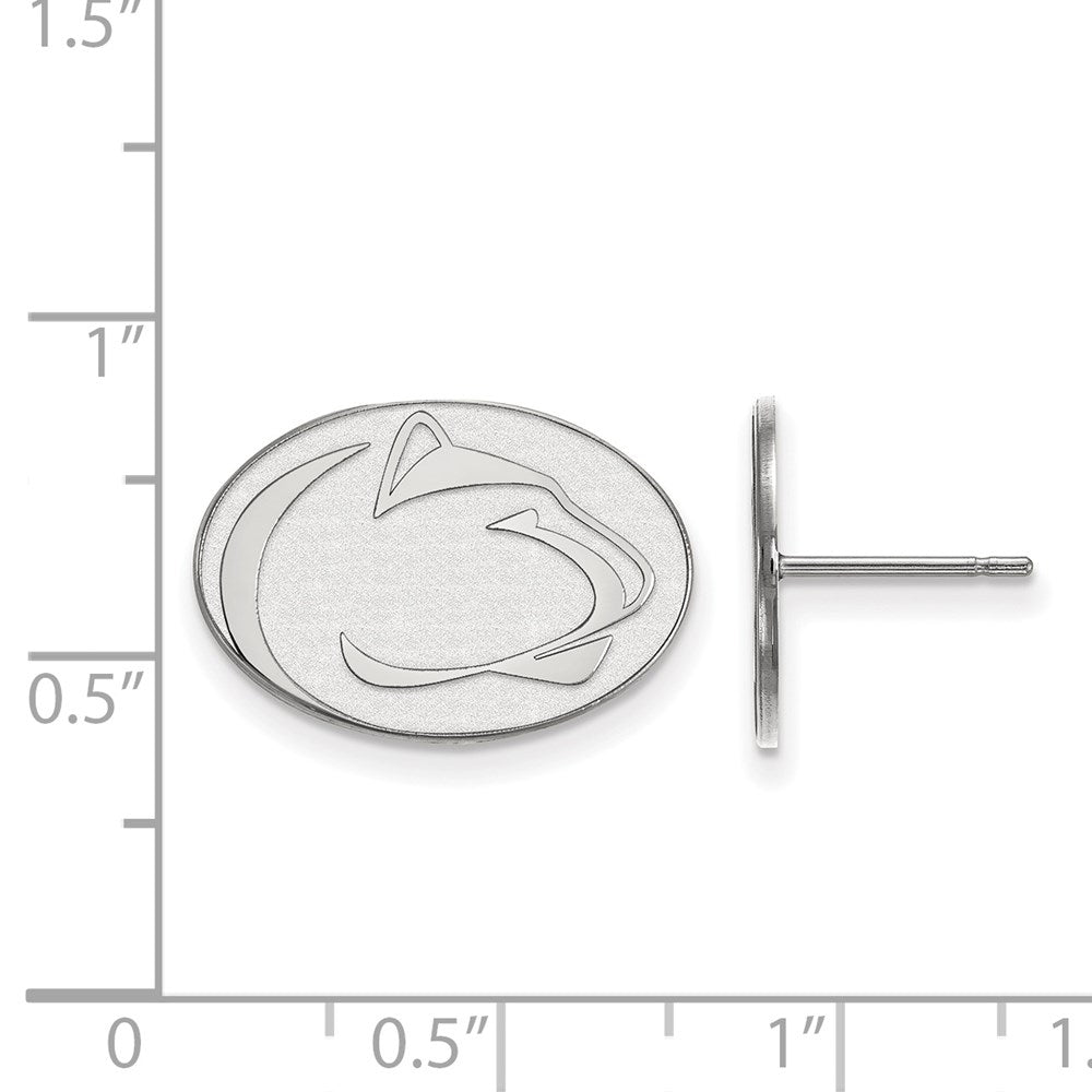 10K White Gold Logoart Penn State University Lion Small Post Earrings