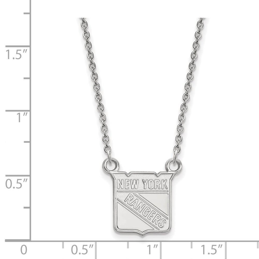 14K White Gold Nhl Logoart New York Rangers Small Pendant 18 Inch Necklace