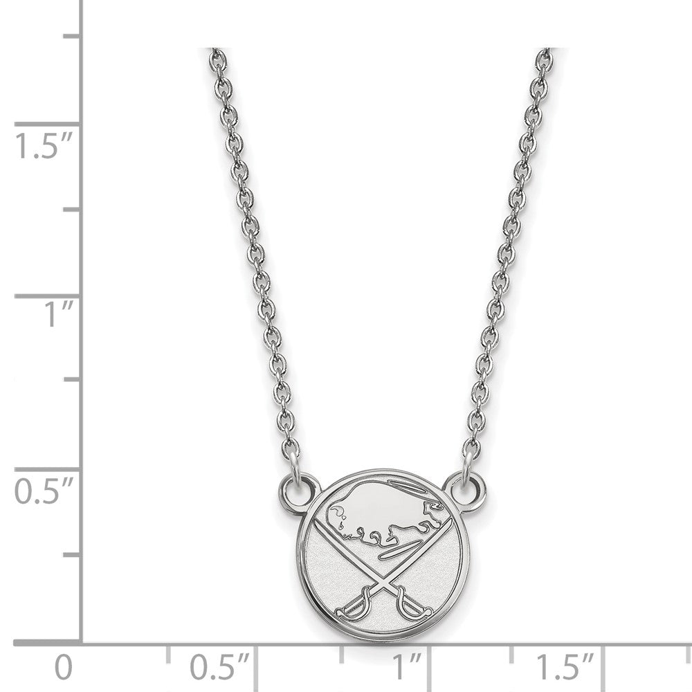 Sterling Silver Rhodium Plated Nhl Logoart Buffalo Sabres Small Pendant 18 Inch Necklace