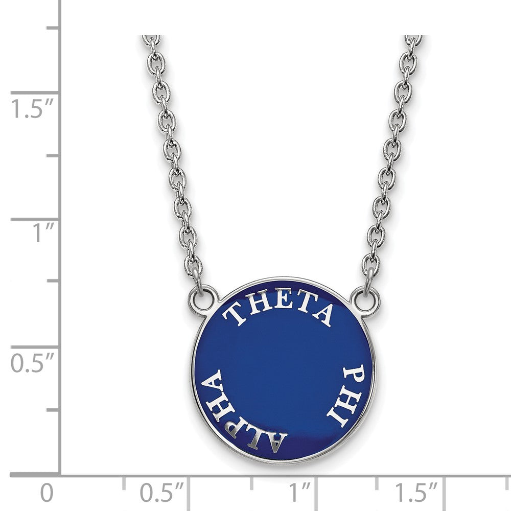 Sterling Silver Rhodium Plated Logoart Theta Phi Alpha Sorority Text Large Color Enamel Pendant 18 Inch Necklace