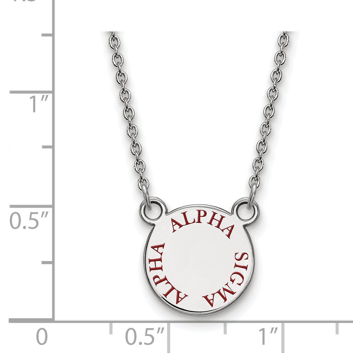 Sterling Silver Rhodium Plated Logoart Alpha Sigma Sorority Text Small Color Enamel Pendant 18 Inch Necklace