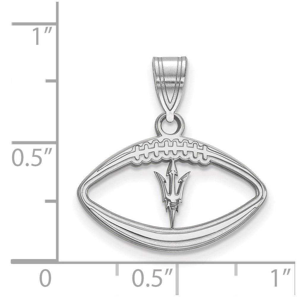 Sterling Silver Rhodium Plated Logoart Arizona State University Pitchfork In Football Pendant