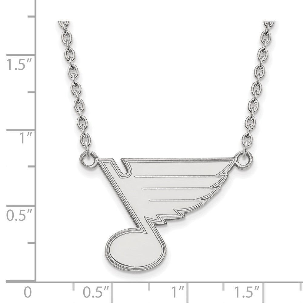 Sterling Silver Rhodium Plated Nhl Logoart St. Louis Blues Large Pendant 18 Inch Necklace