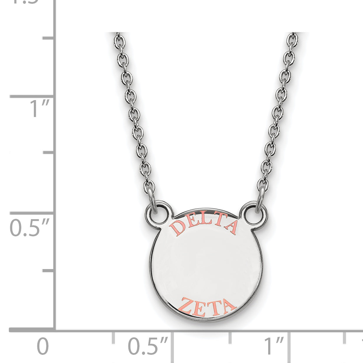 Sterling Silver Rhodium Plated Logoart Delta Zeta Sorority Text Small Color Enamel Pendant 18 Inch Necklace