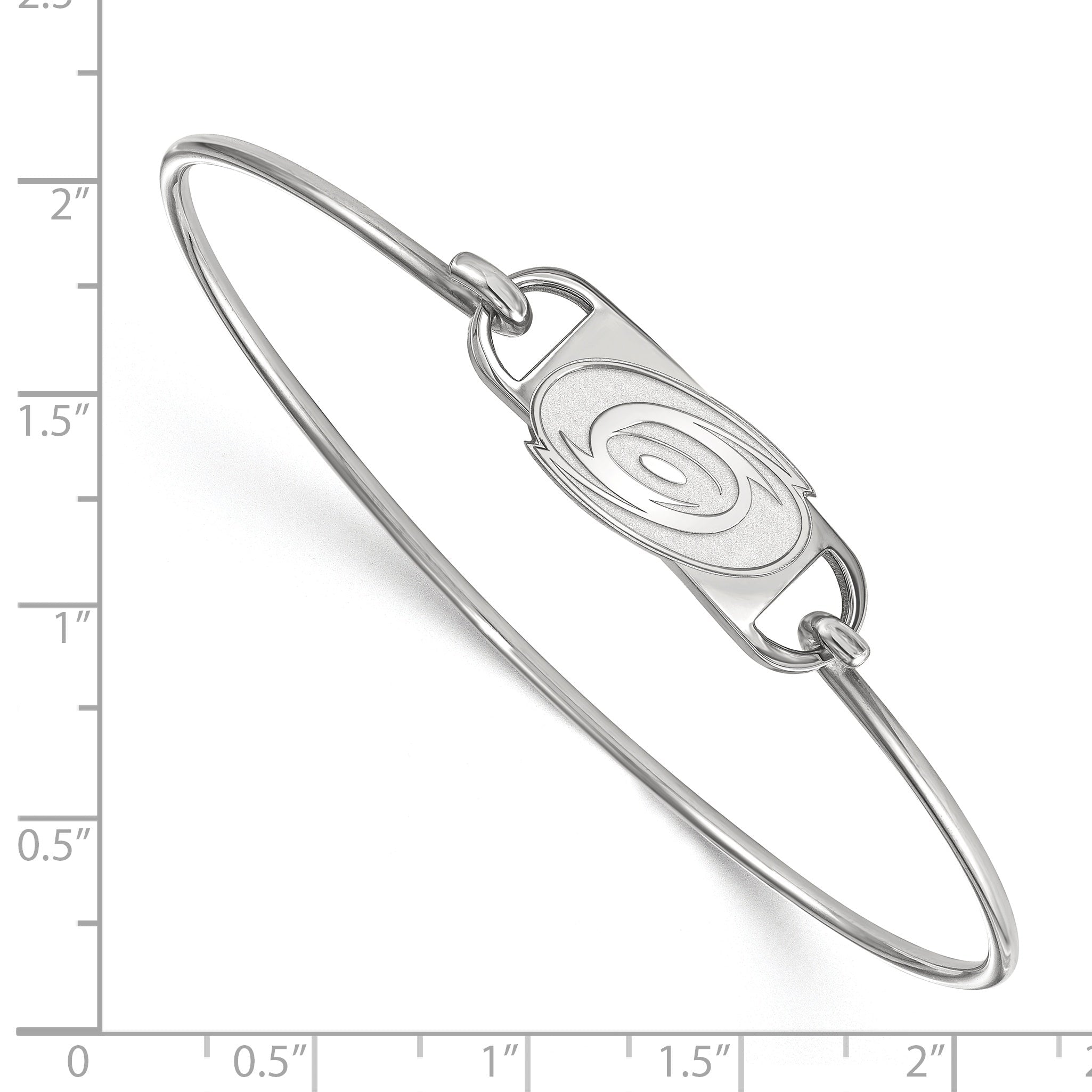 Sterling Silver Rhodium Plated Nhl Logoart Carolina Hurricanes Small Center 7 Inch Wire Bangle
