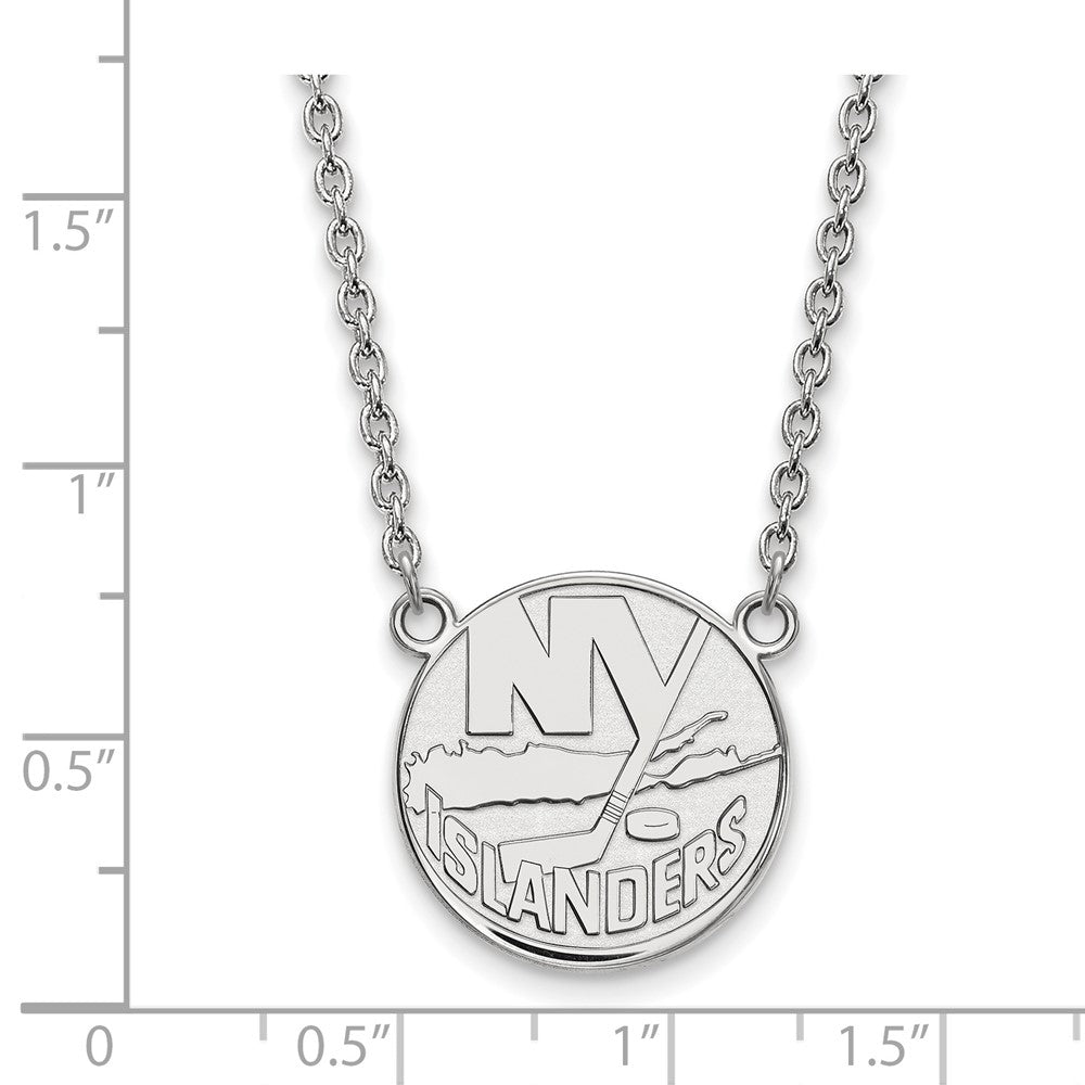 14K White Gold Nhl Logoart New York Islanders Large Pendant 18 Inch Necklace