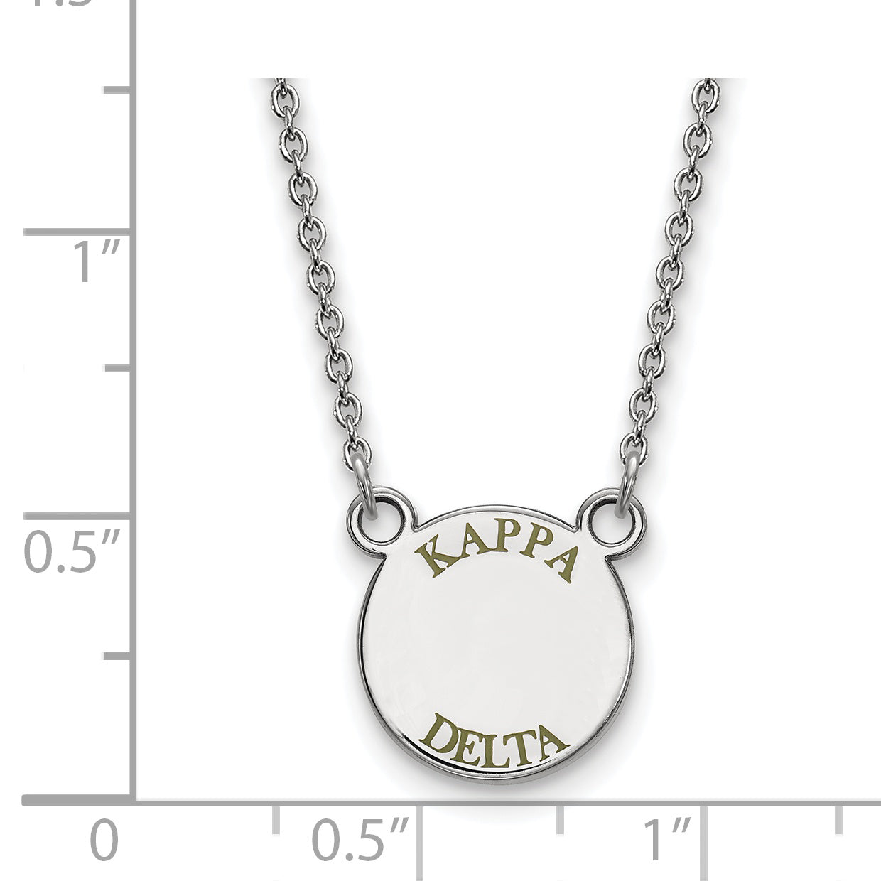 Sterling Silver Rhodium Plated Logoart Kappa Delta Sorority Text Small Color Enamel Pendant 18 Inch Necklace