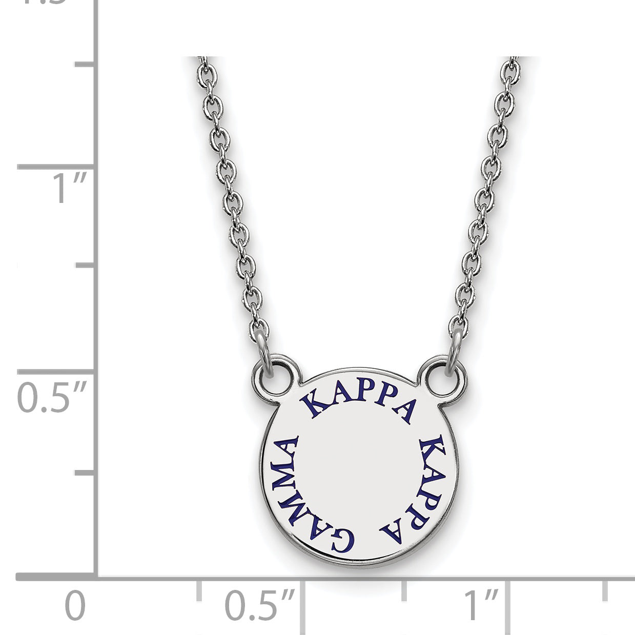 Sterling Silver Rhodium Plated Logoart Kappa Gamma Sorority Text Small Color Enamel Pendant 18 Inch Necklace