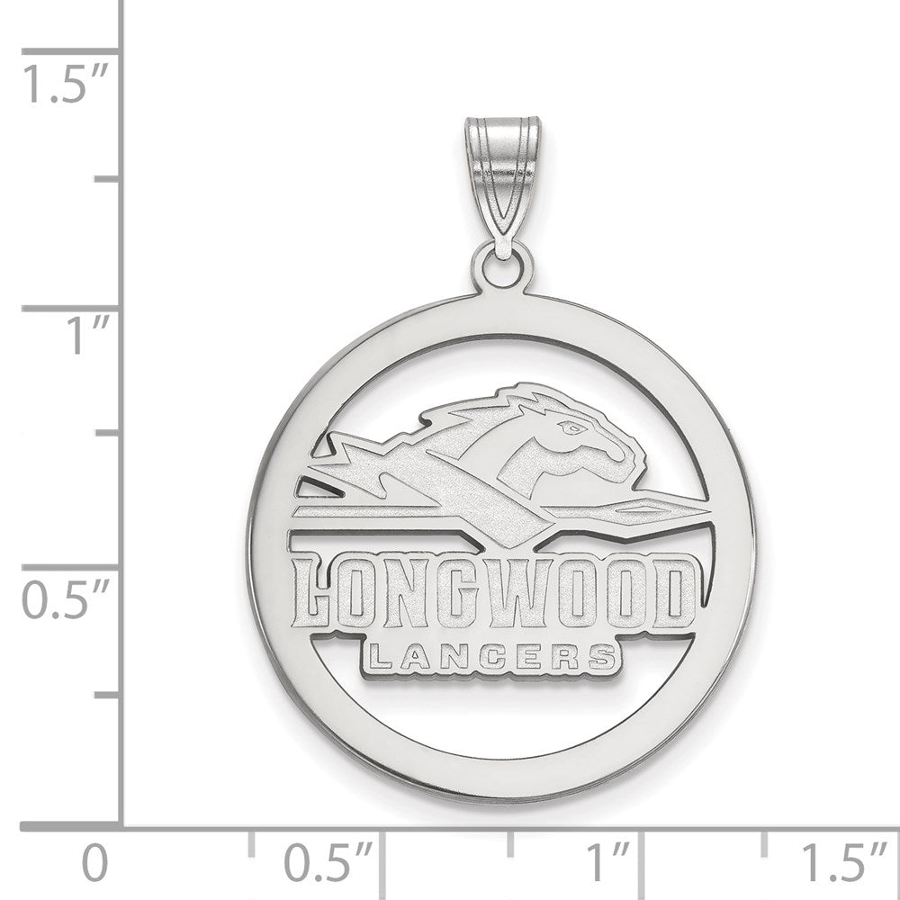 Sterling Silver Rhodium Plated Logoart Longwood University Lancers Large Circle Pendant