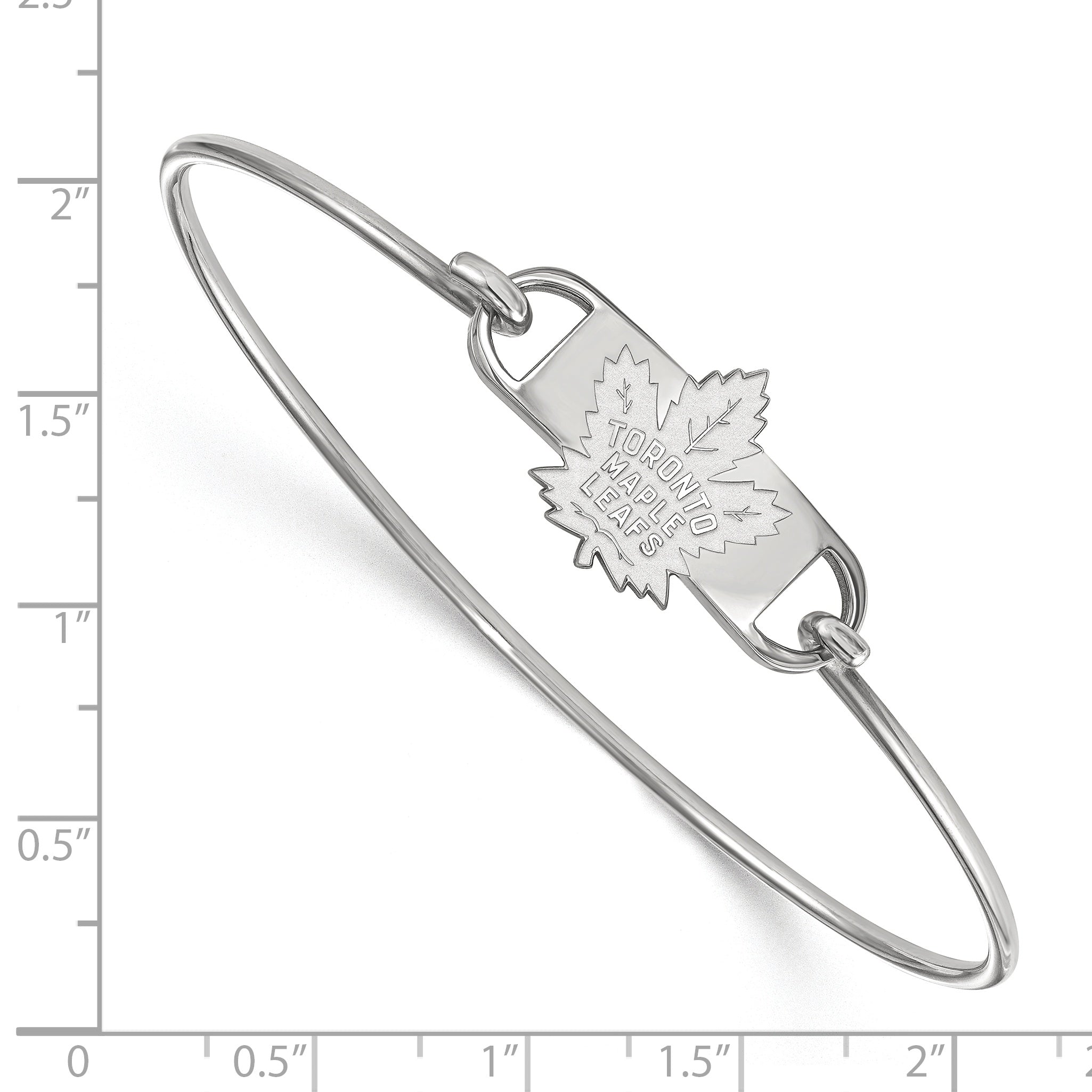 Sterling Silver Rhodium Plated Nhl Logoart Toronto Maple Leafs Small Center 7 Inch Wire Bangle