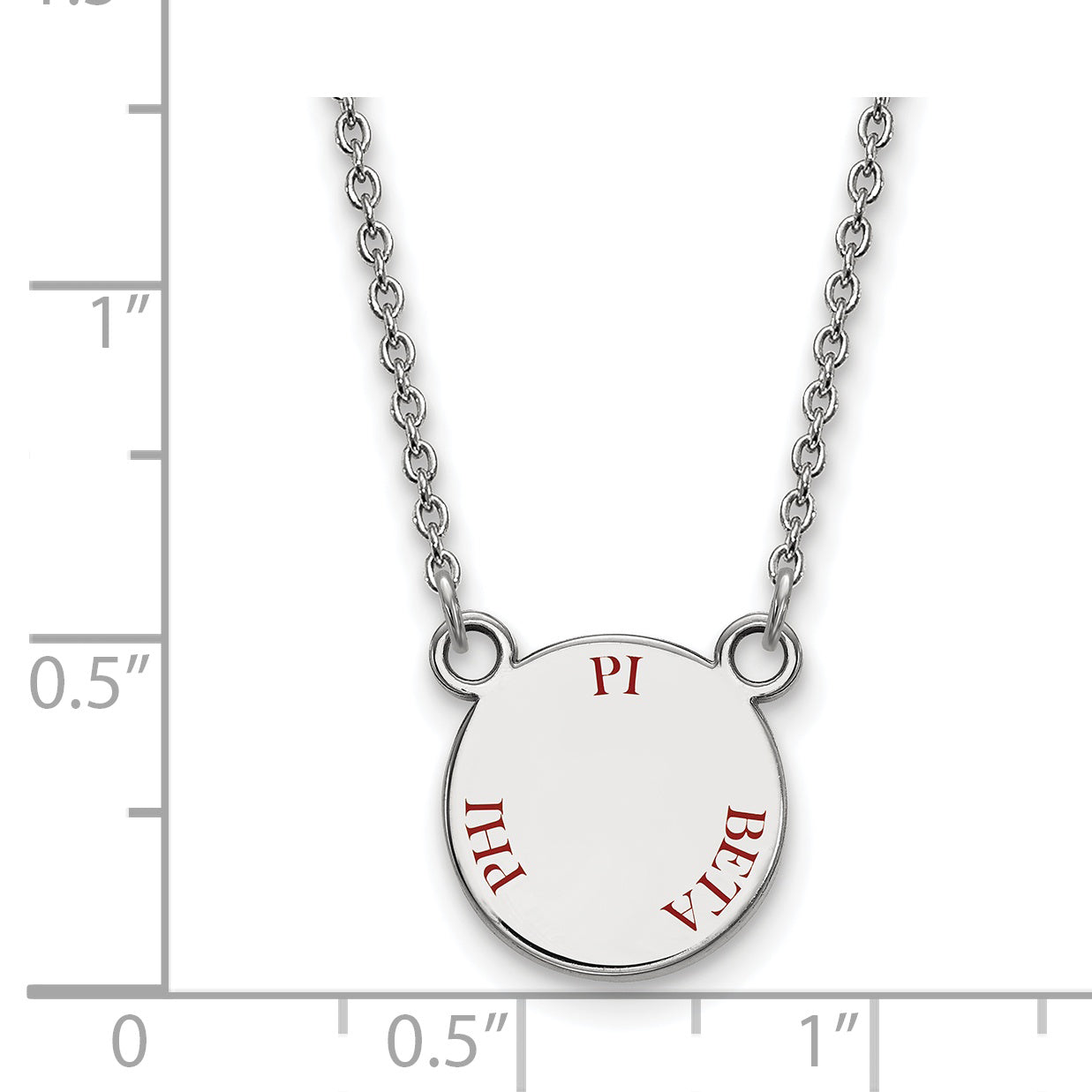 Sterling Silver Rhodium Plated Logoart Pi Beta Phi Sorority Text Small Color Enamel Pendant 18 Inch Necklace