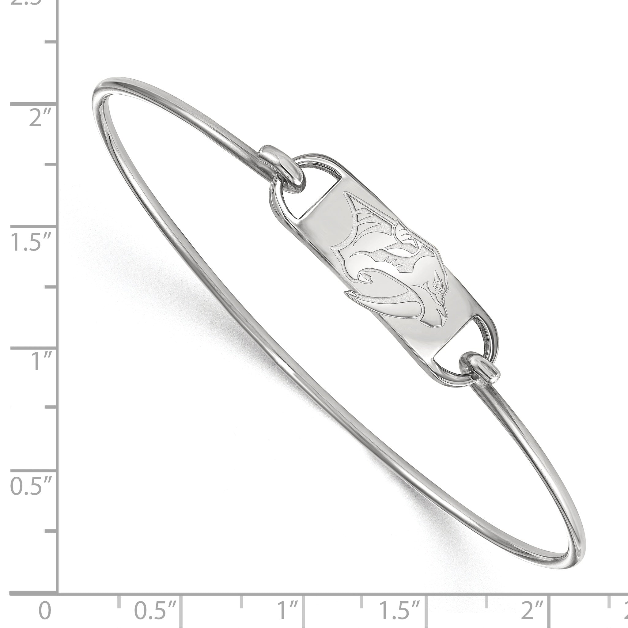 Sterling Silver Rhodium Plated Nhl Logoart Nashville Predators Small Center 7 Inch Wire Bangle