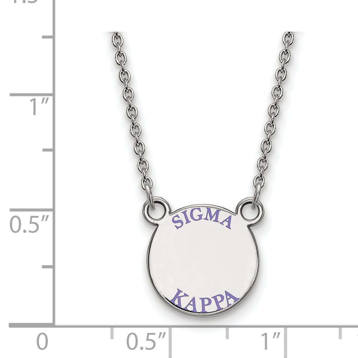 Sterling Silver Rhodium Plated Logoart Sigma Kappa Sorority Text Small Color Enamel Pendant 18 Inch Necklace