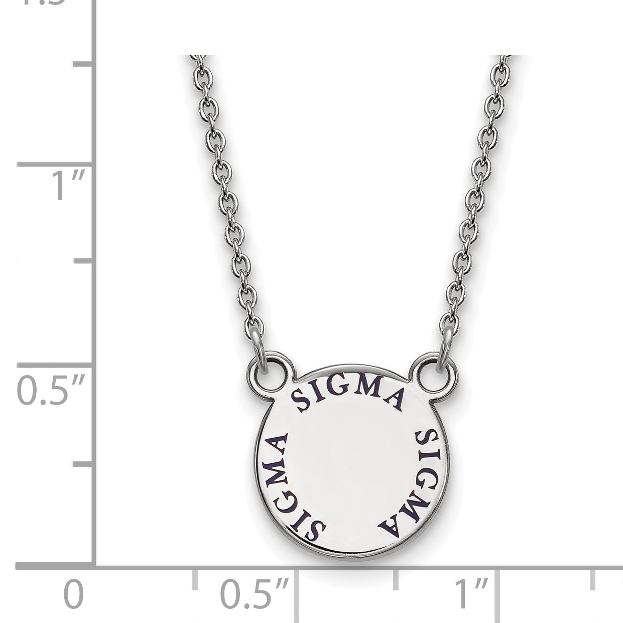 Sterling Silver Rhodium Plated Logoart Sigma Sorority Text Small Color Enamel Pendant 18 Inch Necklace