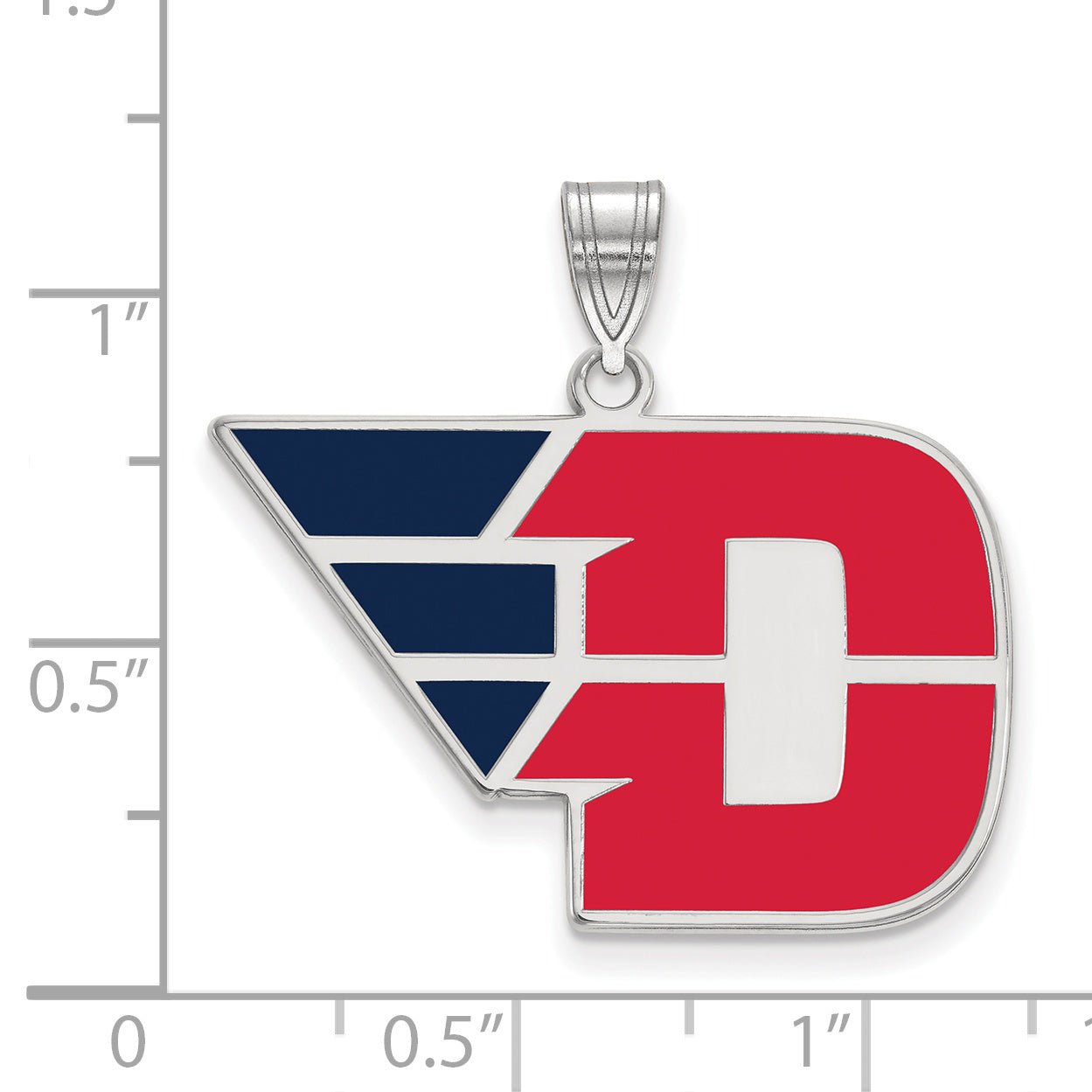 Sterling Silver Rhodium Plated Logoart University Of Dayton Large Enameled Pendant