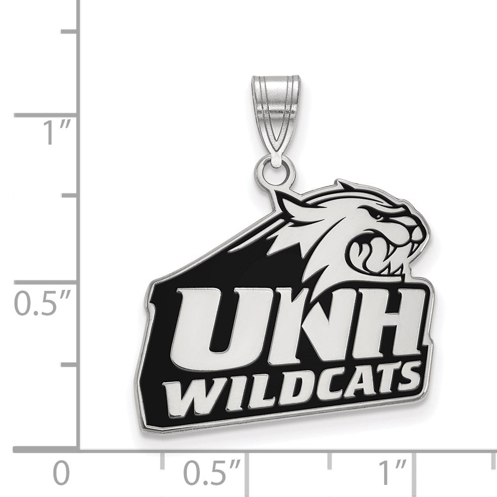 Sterling Silver Rhodium Plated Logoart University Of New Hampshire Large Enameled Pendant
