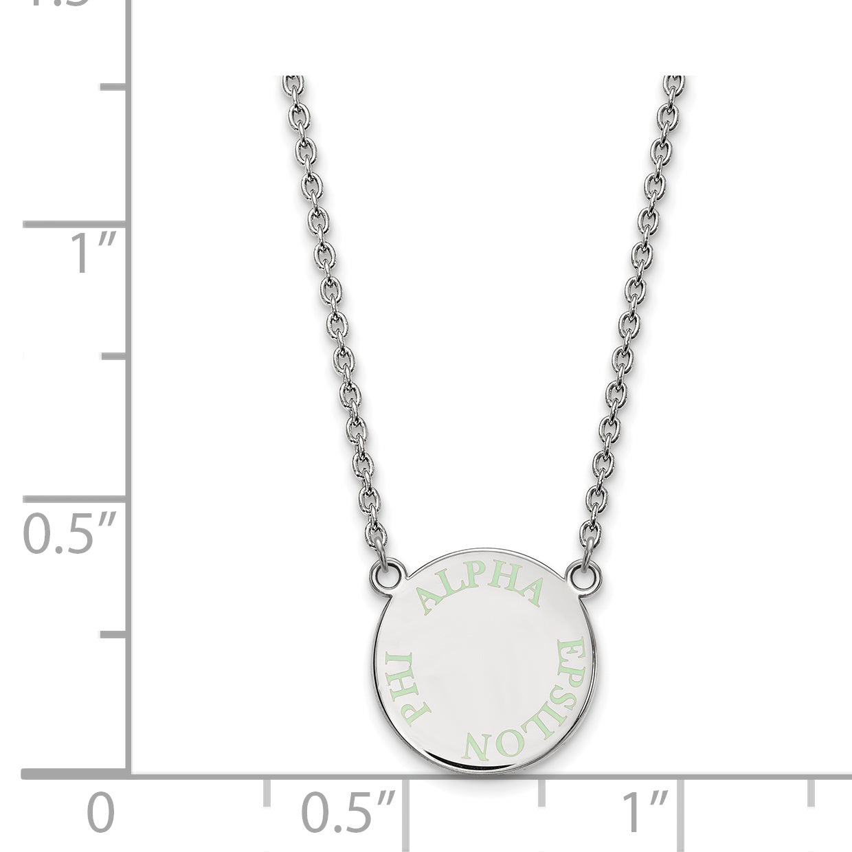 Sterling Silver Rhodium Plated Logoart Alpha Epsilon Phi Sorority Text Small Color Enamel Pendant 18 Inch Necklace