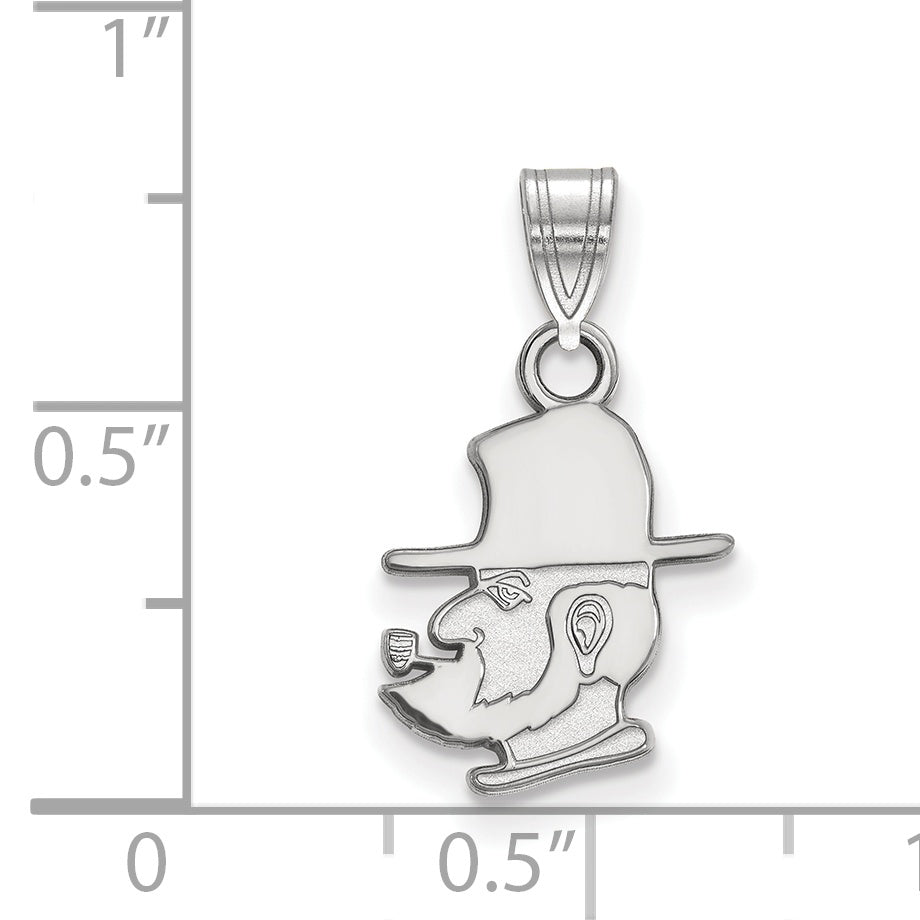 Sterling Silver Rhodium Plated Logoart Appalachian State University Mountaineer Small Pendant