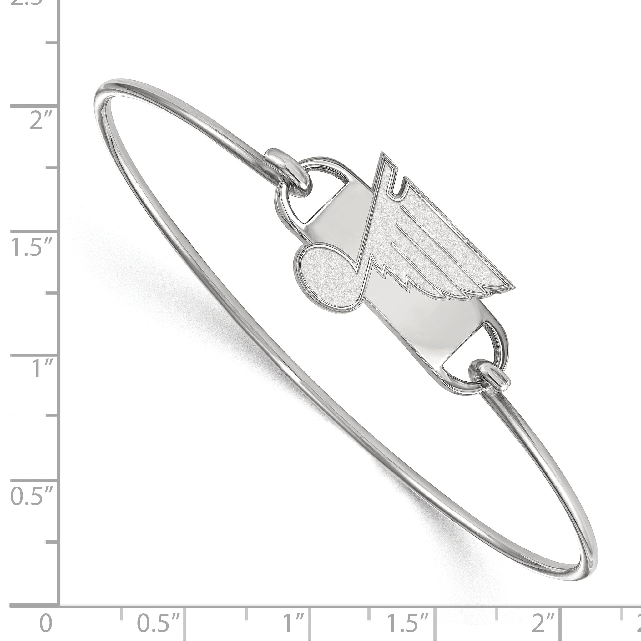 Sterling Silver Rhodium Plated Nhl Logoart St. Louis Blues Small Center 7 Inch Wire Bangle