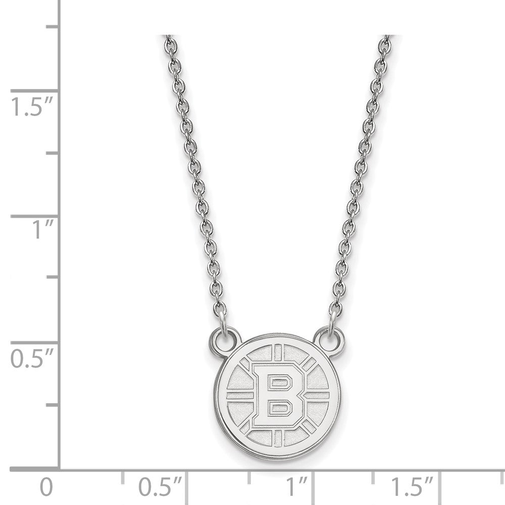 14K White Gold Nhl Logoart Boston Bruins Small Pendant 18 Inch Necklace