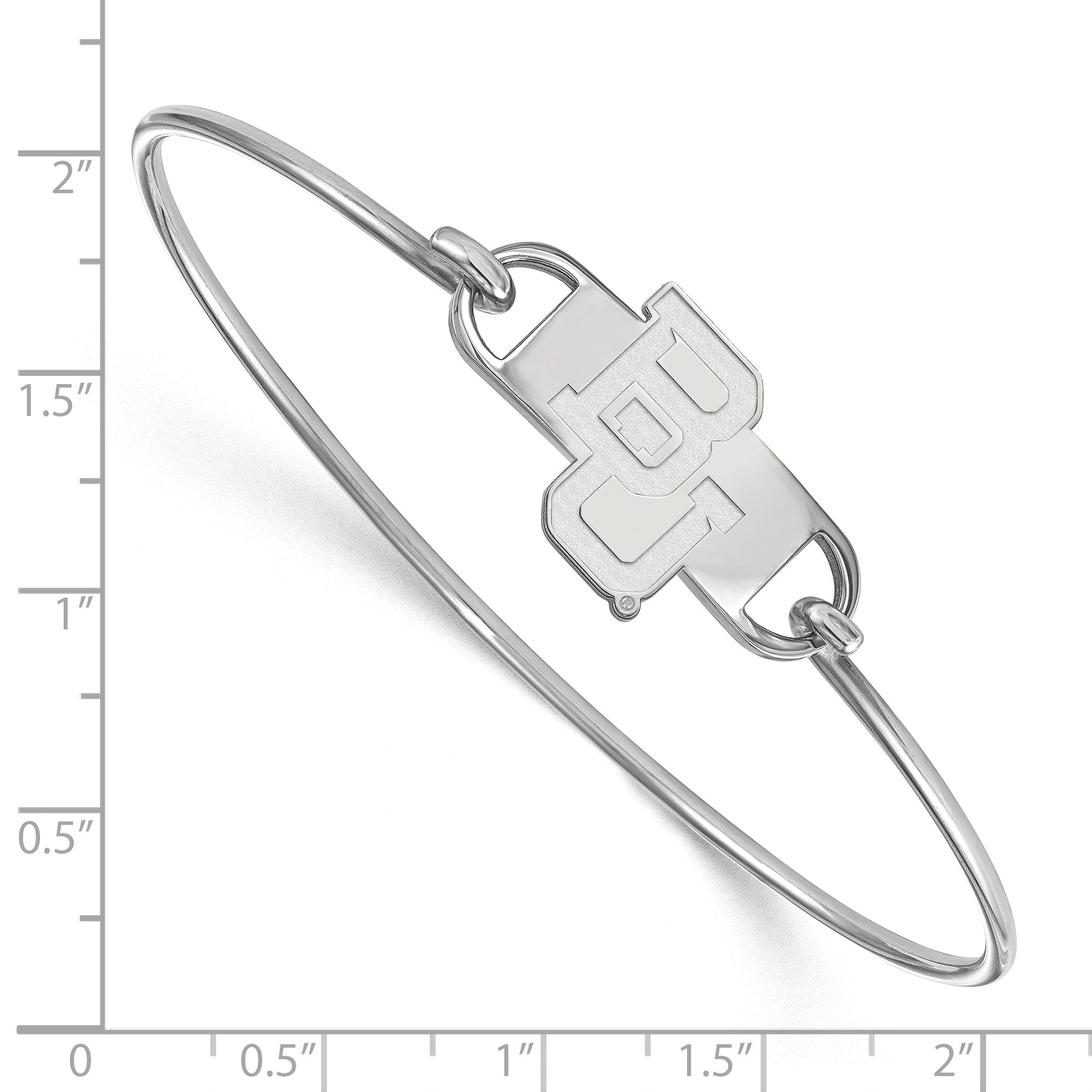 Sterling Silver Rhodium Plated Logoart Baylor University Bears Small Center 7 Inch Wire Bangle